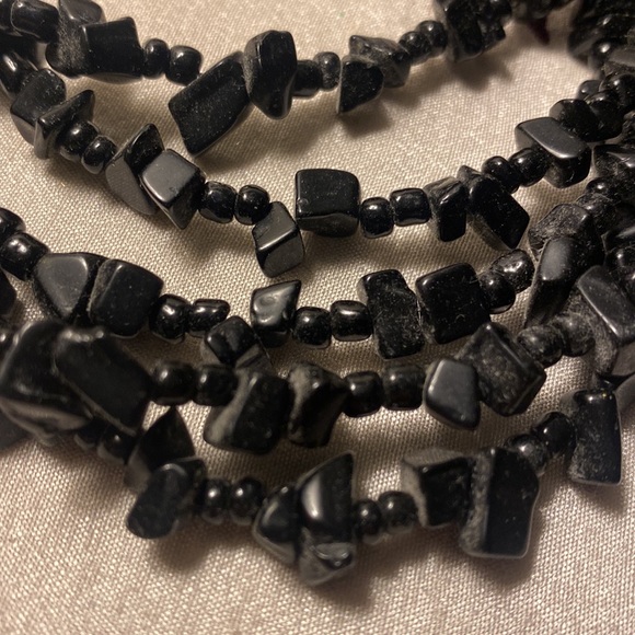 Necklace w/5 strands of stone beads, and set of earrings sold with it! - Picture 2 of 7